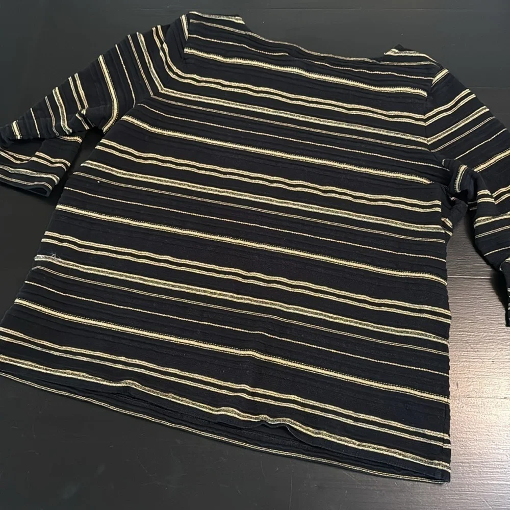 Lauren‎ Ralph Lauren Striped Black and Gold Top